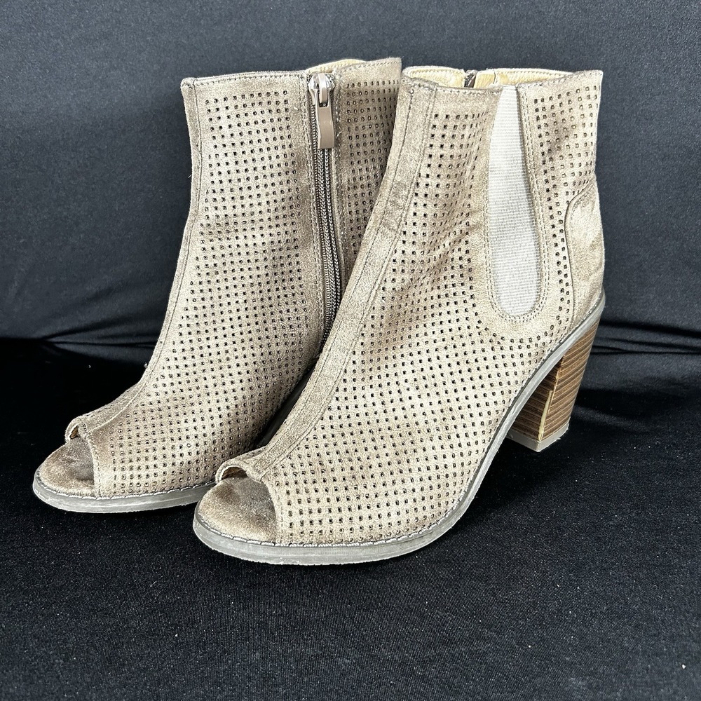 DREAM PAIRS Women's Reuters Beige Peep Toe Ankle‎ Booties Shoes Size 5.5